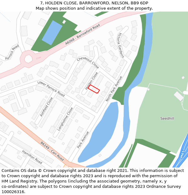 7, HOLDEN CLOSE, BARROWFORD, NELSON, BB9 6DP: Location map and indicative extent of plot