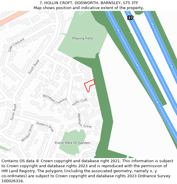 7, HOLLIN CROFT, DODWORTH, BARNSLEY, S75 3TF: Location map and indicative extent of plot