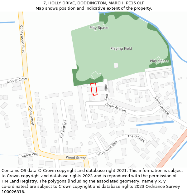 7, HOLLY DRIVE, DODDINGTON, MARCH, PE15 0LF: Location map and indicative extent of plot