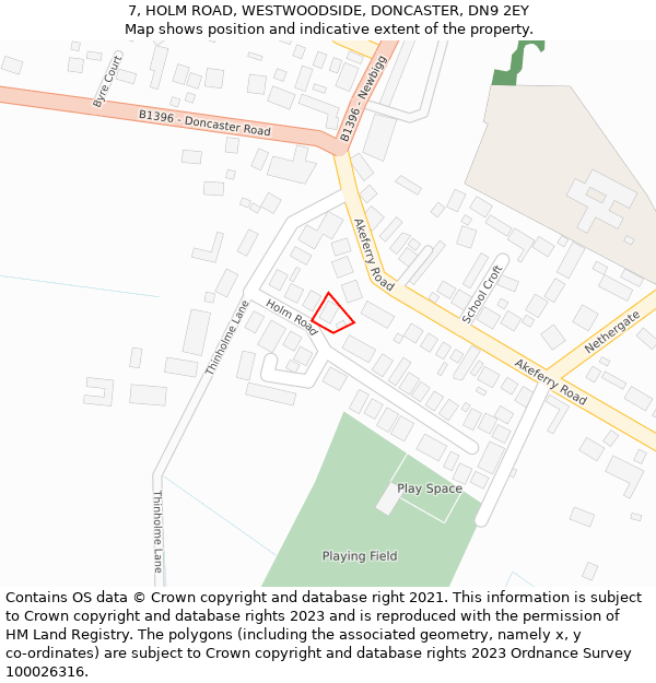 7, HOLM ROAD, WESTWOODSIDE, DONCASTER, DN9 2EY: Location map and indicative extent of plot