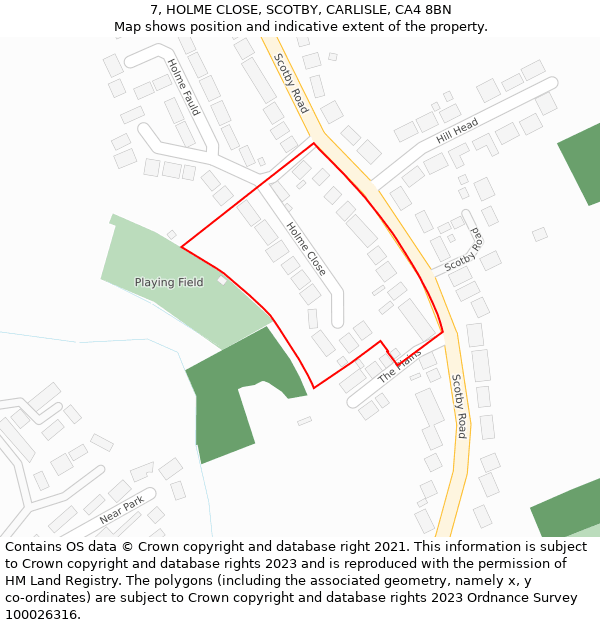 7, HOLME CLOSE, SCOTBY, CARLISLE, CA4 8BN: Location map and indicative extent of plot