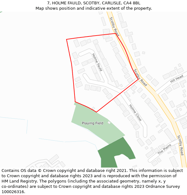 7, HOLME FAULD, SCOTBY, CARLISLE, CA4 8BL: Location map and indicative extent of plot