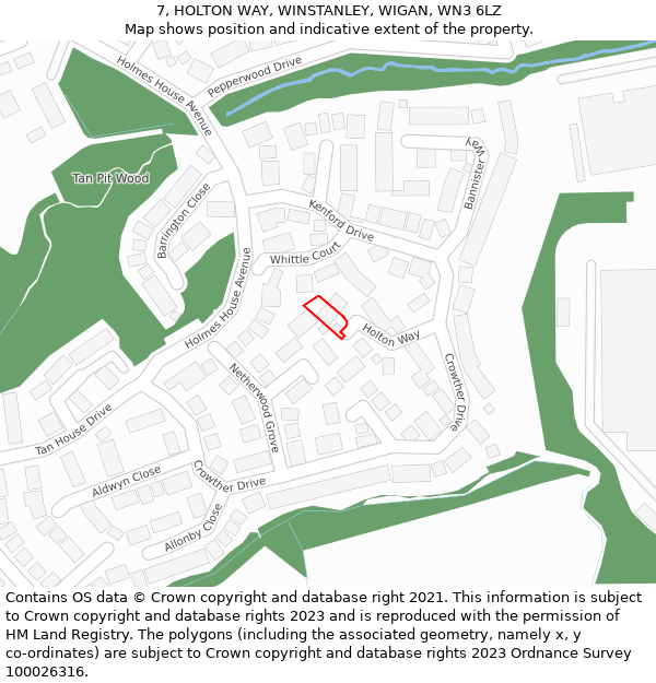 7, HOLTON WAY, WINSTANLEY, WIGAN, WN3 6LZ: Location map and indicative extent of plot