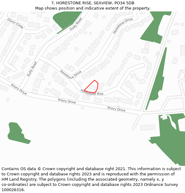 7, HORESTONE RISE, SEAVIEW, PO34 5DB: Location map and indicative extent of plot