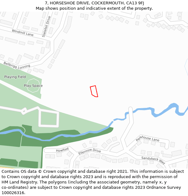 7, HORSESHOE DRIVE, COCKERMOUTH, CA13 9FJ: Location map and indicative extent of plot