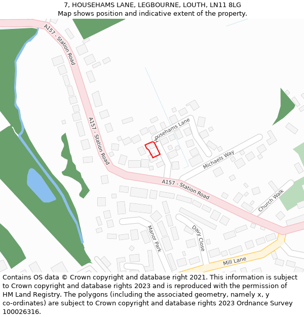 7, HOUSEHAMS LANE, LEGBOURNE, LOUTH, LN11 8LG: Location map and indicative extent of plot