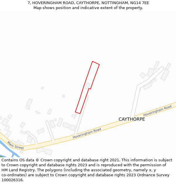 7, HOVERINGHAM ROAD, CAYTHORPE, NOTTINGHAM, NG14 7EE: Location map and indicative extent of plot