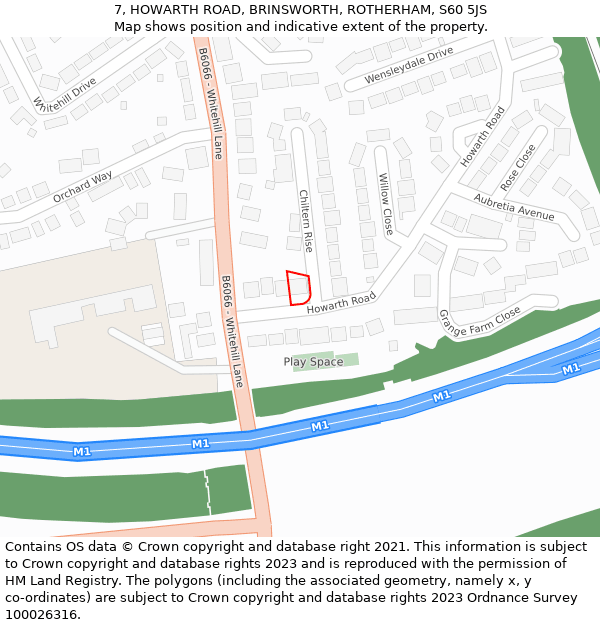 7, HOWARTH ROAD, BRINSWORTH, ROTHERHAM, S60 5JS: Location map and indicative extent of plot
