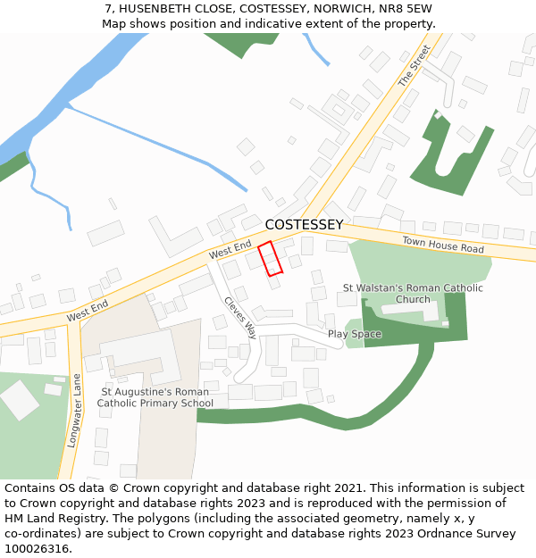 7, HUSENBETH CLOSE, COSTESSEY, NORWICH, NR8 5EW: Location map and indicative extent of plot
