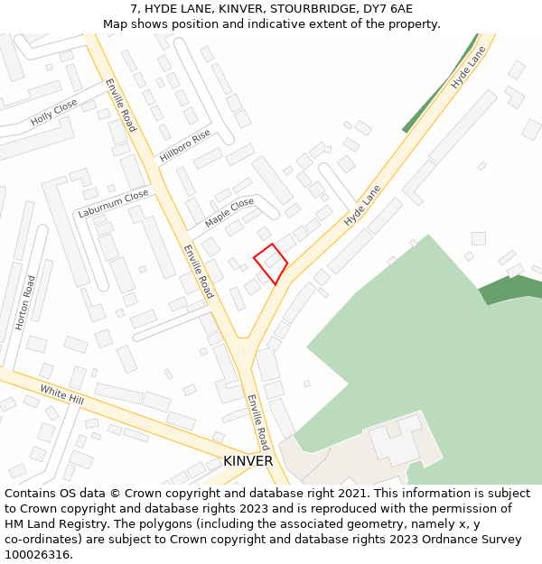 7, HYDE LANE, KINVER, STOURBRIDGE, DY7 6AE: Location map and indicative extent of plot