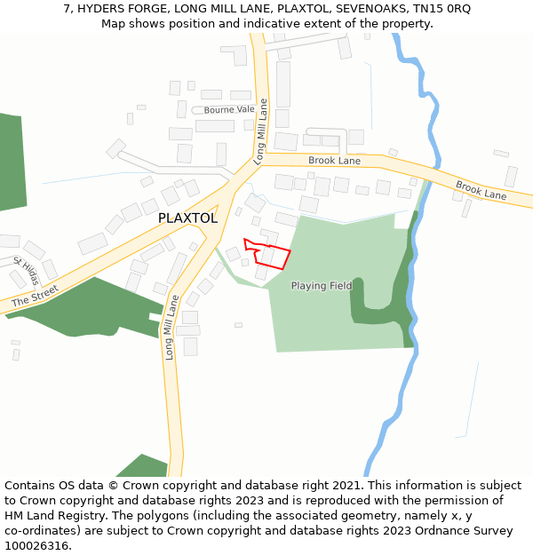 7, HYDERS FORGE, LONG MILL LANE, PLAXTOL, SEVENOAKS, TN15 0RQ: Location map and indicative extent of plot
