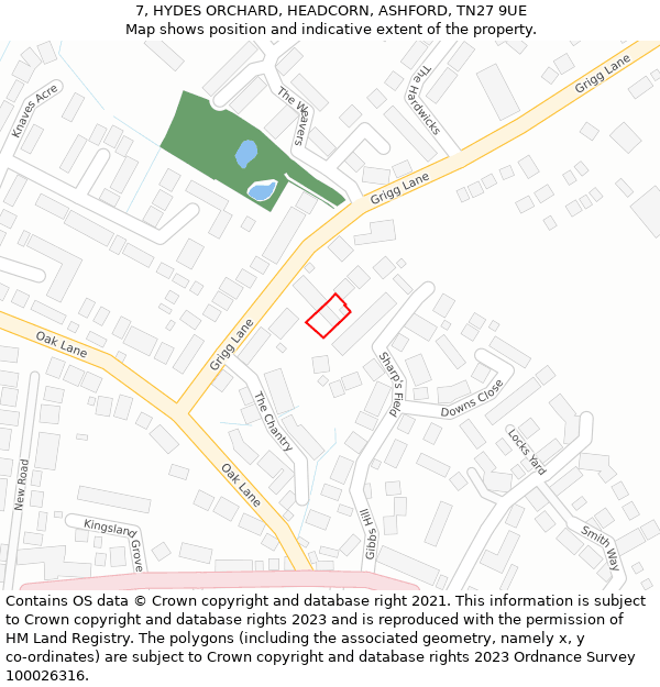 7, HYDES ORCHARD, HEADCORN, ASHFORD, TN27 9UE: Location map and indicative extent of plot