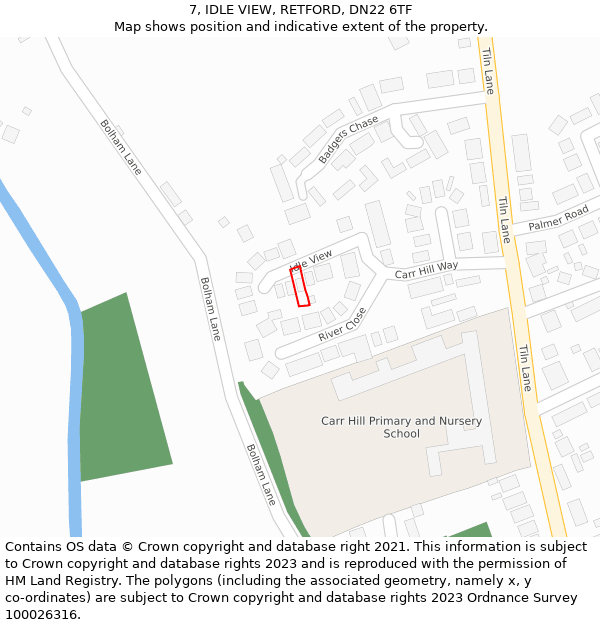 7, IDLE VIEW, RETFORD, DN22 6TF: Location map and indicative extent of plot