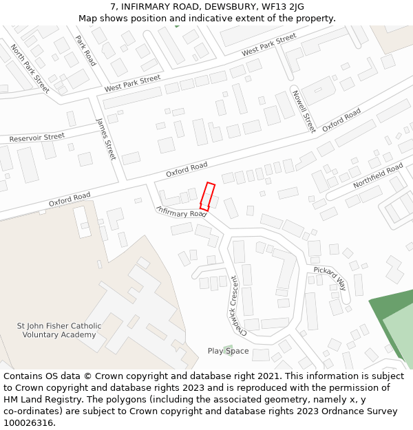 7, INFIRMARY ROAD, DEWSBURY, WF13 2JG: Location map and indicative extent of plot