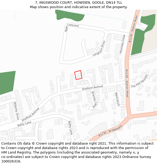 7, INGSWOOD COURT, HOWDEN, GOOLE, DN14 7LL: Location map and indicative extent of plot