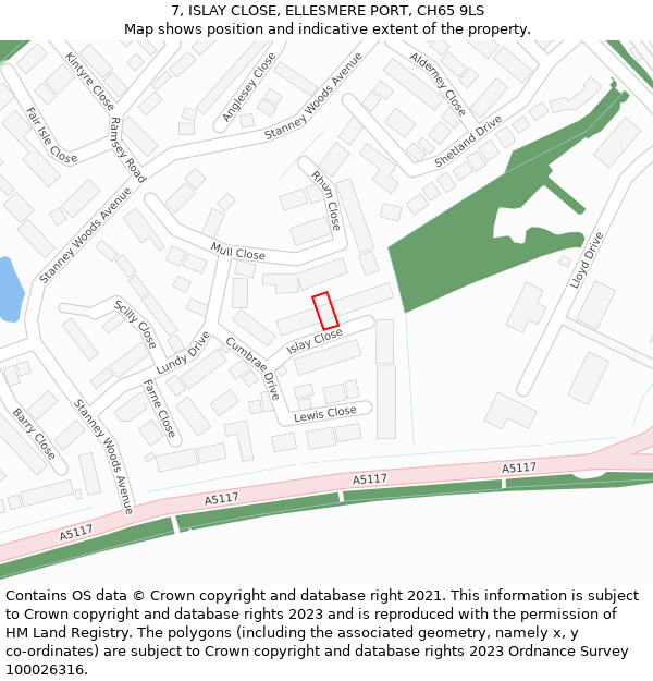 7, ISLAY CLOSE, ELLESMERE PORT, CH65 9LS: Location map and indicative extent of plot