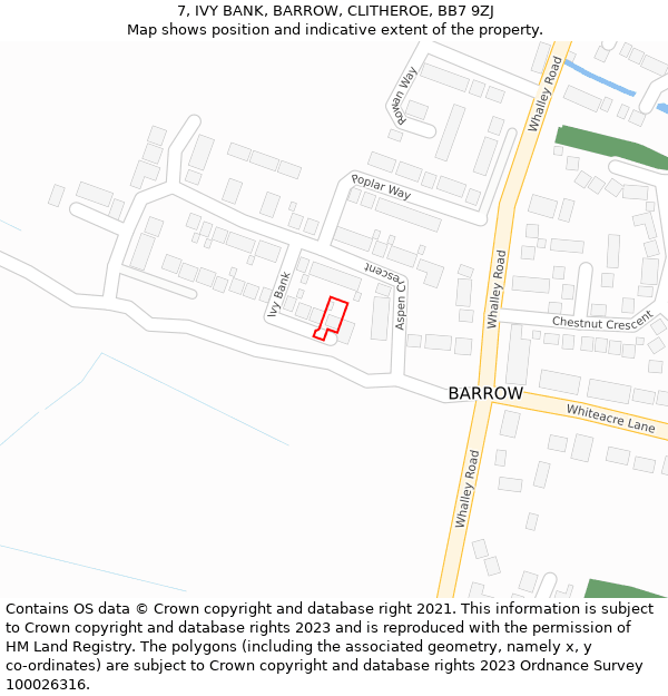 7, IVY BANK, BARROW, CLITHEROE, BB7 9ZJ: Location map and indicative extent of plot