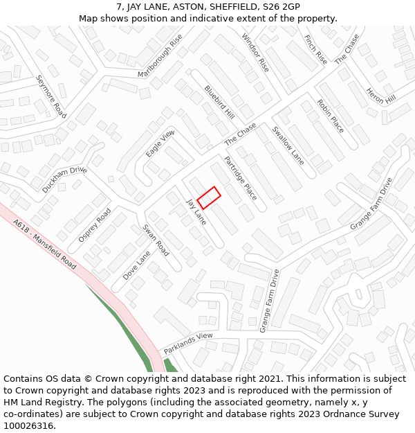 7, JAY LANE, ASTON, SHEFFIELD, S26 2GP: Location map and indicative extent of plot