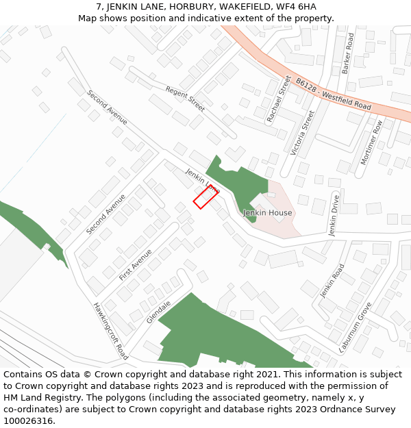 7, JENKIN LANE, HORBURY, WAKEFIELD, WF4 6HA: Location map and indicative extent of plot