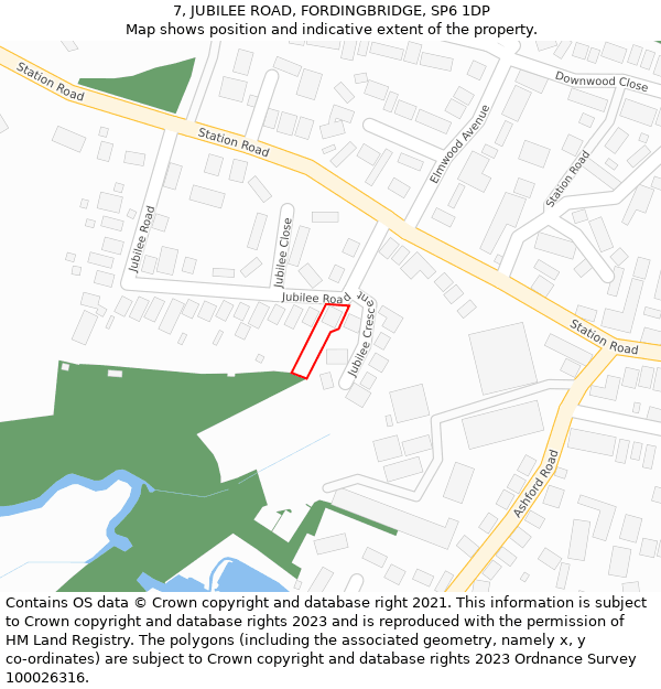 7, JUBILEE ROAD, FORDINGBRIDGE, SP6 1DP: Location map and indicative extent of plot