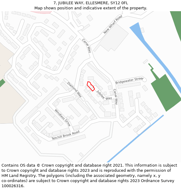 7, JUBILEE WAY, ELLESMERE, SY12 0FL: Location map and indicative extent of plot