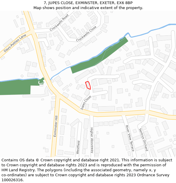 7, JUPES CLOSE, EXMINSTER, EXETER, EX6 8BP: Location map and indicative extent of plot