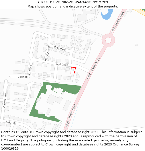 7, KEEL DRIVE, GROVE, WANTAGE, OX12 7FN: Location map and indicative extent of plot