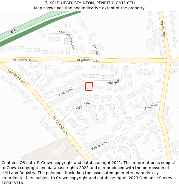 7, KELD HEAD, STAINTON, PENRITH, CA11 0EH: Location map and indicative extent of plot