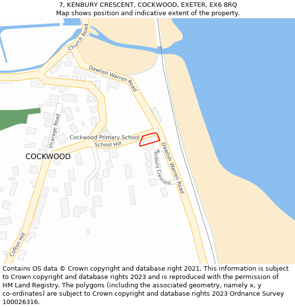 7, KENBURY CRESCENT, COCKWOOD, EXETER, EX6 8RQ: Location map and indicative extent of plot