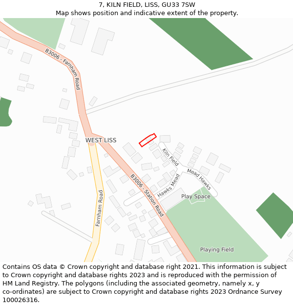 7, KILN FIELD, LISS, GU33 7SW: Location map and indicative extent of plot