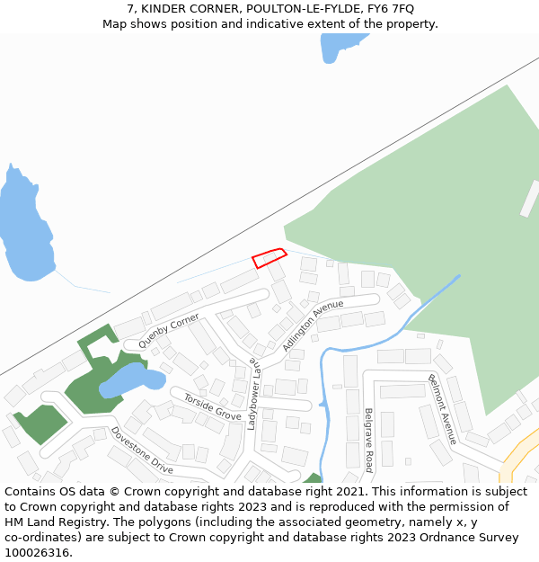 7, KINDER CORNER, POULTON-LE-FYLDE, FY6 7FQ: Location map and indicative extent of plot