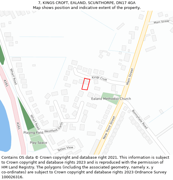 7, KINGS CROFT, EALAND, SCUNTHORPE, DN17 4GA: Location map and indicative extent of plot