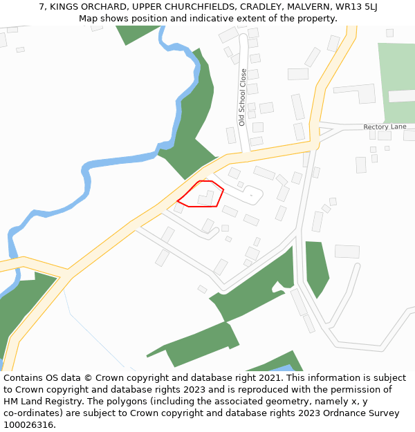 7, KINGS ORCHARD, UPPER CHURCHFIELDS, CRADLEY, MALVERN, WR13 5LJ: Location map and indicative extent of plot