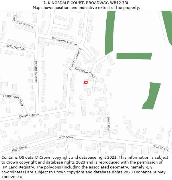 7, KINGSDALE COURT, BROADWAY, WR12 7BL: Location map and indicative extent of plot