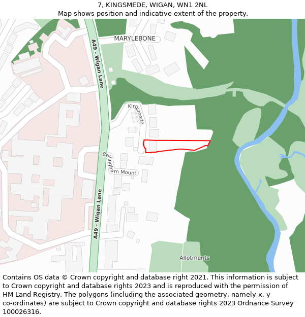 7, KINGSMEDE, WIGAN, WN1 2NL: Location map and indicative extent of plot