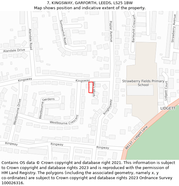 7, KINGSWAY, GARFORTH, LEEDS, LS25 1BW: Location map and indicative extent of plot