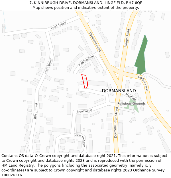 7, KINNIBRUGH DRIVE, DORMANSLAND, LINGFIELD, RH7 6QF: Location map and indicative extent of plot