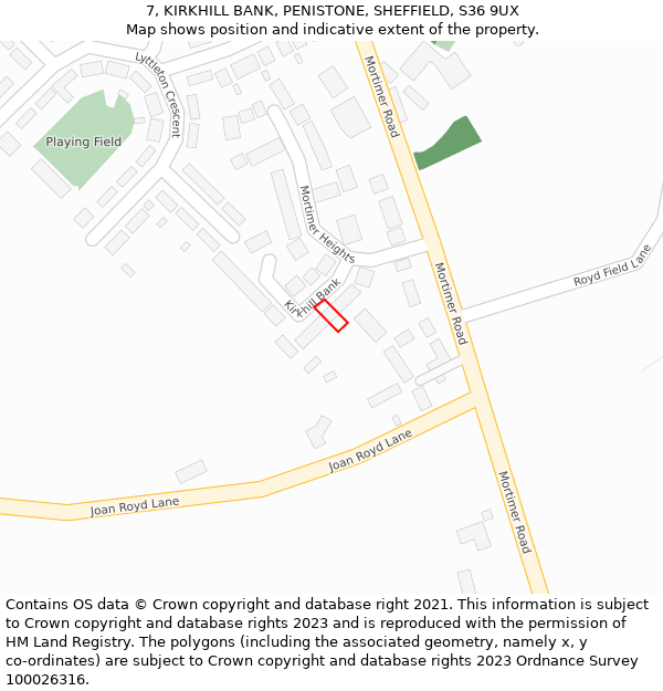 7, KIRKHILL BANK, PENISTONE, SHEFFIELD, S36 9UX: Location map and indicative extent of plot