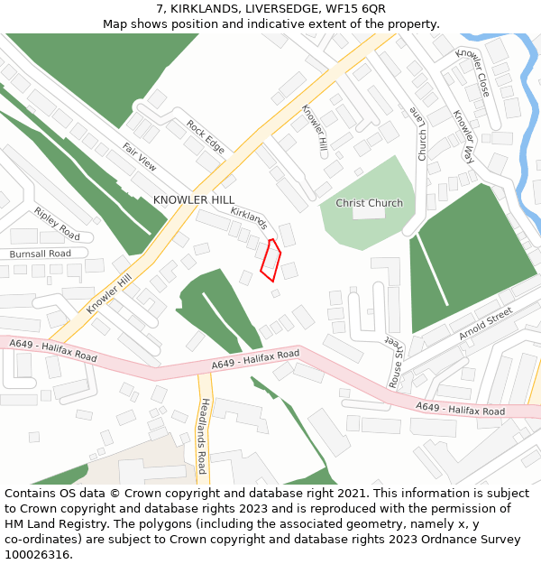 7, KIRKLANDS, LIVERSEDGE, WF15 6QR: Location map and indicative extent of plot
