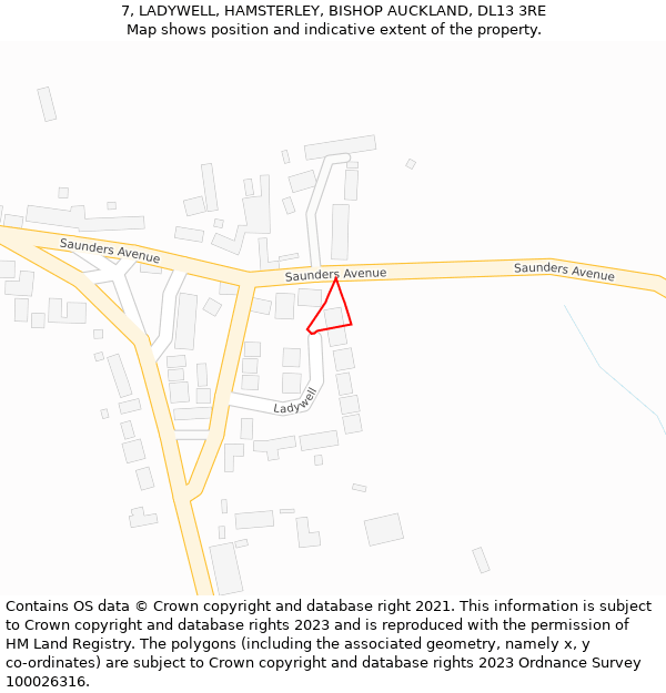 7, LADYWELL, HAMSTERLEY, BISHOP AUCKLAND, DL13 3RE: Location map and indicative extent of plot