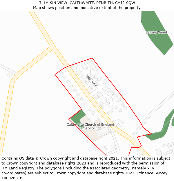 7, LAIKIN VIEW, CALTHWAITE, PENRITH, CA11 9QW: Location map and indicative extent of plot
