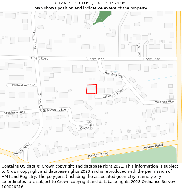 7, LAKESIDE CLOSE, ILKLEY, LS29 0AG: Location map and indicative extent of plot