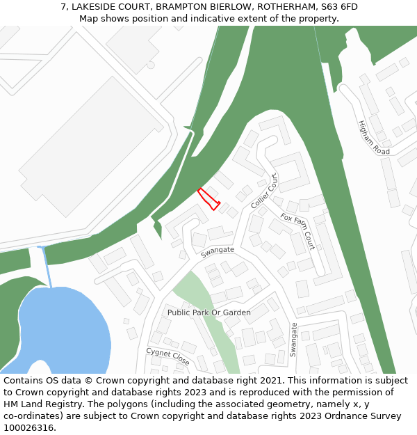 7, LAKESIDE COURT, BRAMPTON BIERLOW, ROTHERHAM, S63 6FD: Location map and indicative extent of plot