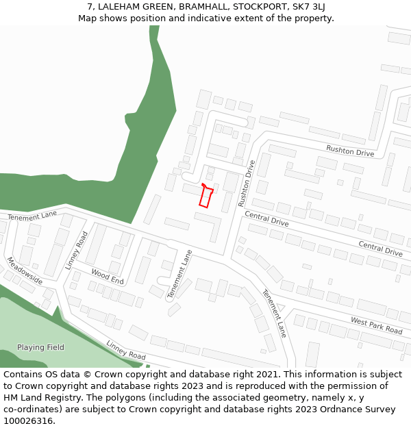 7, LALEHAM GREEN, BRAMHALL, STOCKPORT, SK7 3LJ: Location map and indicative extent of plot