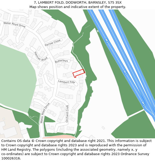 7, LAMBERT FOLD, DODWORTH, BARNSLEY, S75 3SX: Location map and indicative extent of plot