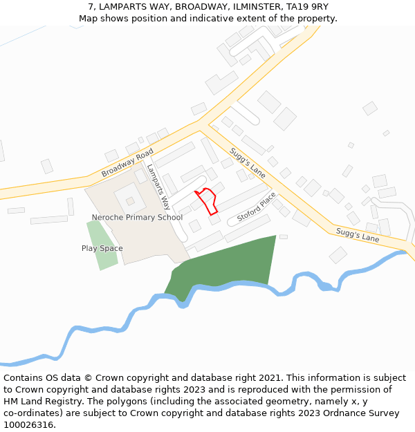 7, LAMPARTS WAY, BROADWAY, ILMINSTER, TA19 9RY: Location map and indicative extent of plot