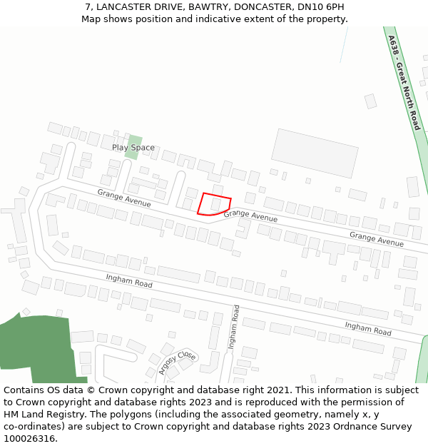 7, LANCASTER DRIVE, BAWTRY, DONCASTER, DN10 6PH: Location map and indicative extent of plot