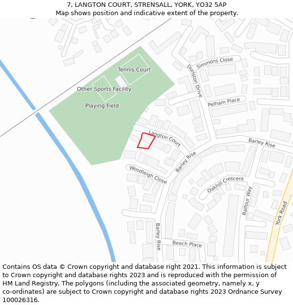 7, LANGTON COURT, STRENSALL, YORK, YO32 5AP: Location map and indicative extent of plot