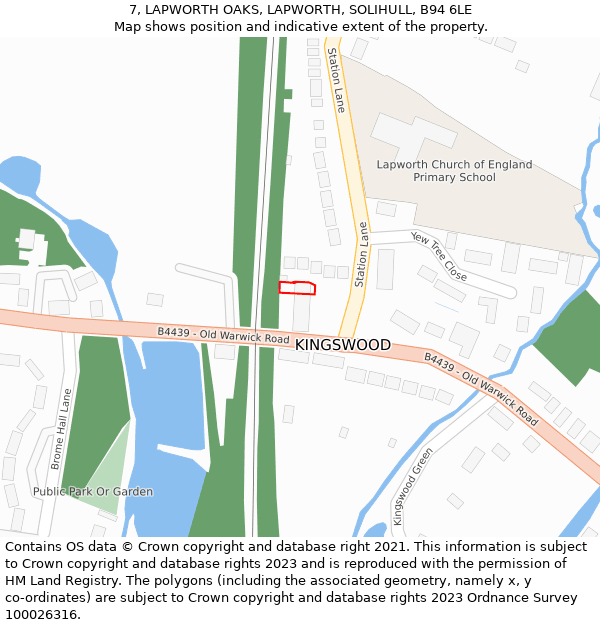 7, LAPWORTH OAKS, LAPWORTH, SOLIHULL, B94 6LE: Location map and indicative extent of plot