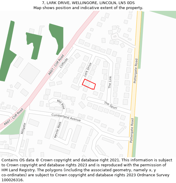 7, LARK DRIVE, WELLINGORE, LINCOLN, LN5 0DS: Location map and indicative extent of plot